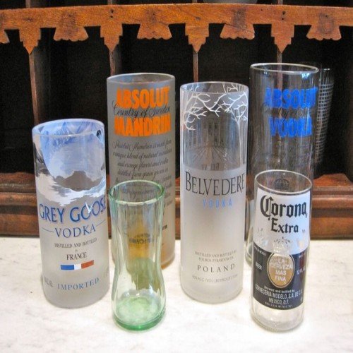 Glasses from Recycled old Liquor Bottles